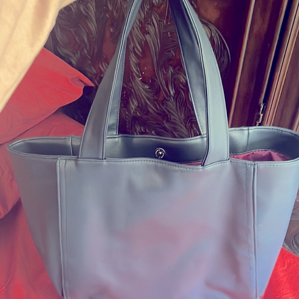 Borsani Vegan Blue Tote Magenta Lining